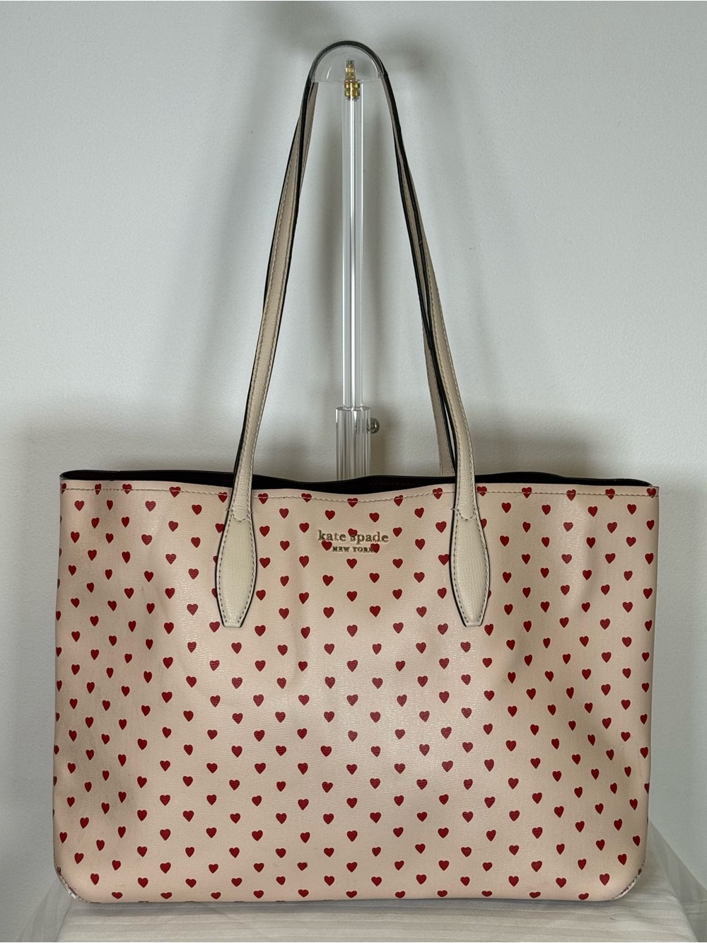 Kate Spade New York ‘All Day Hearts’ Large Tote Open Top Design Leather Straps